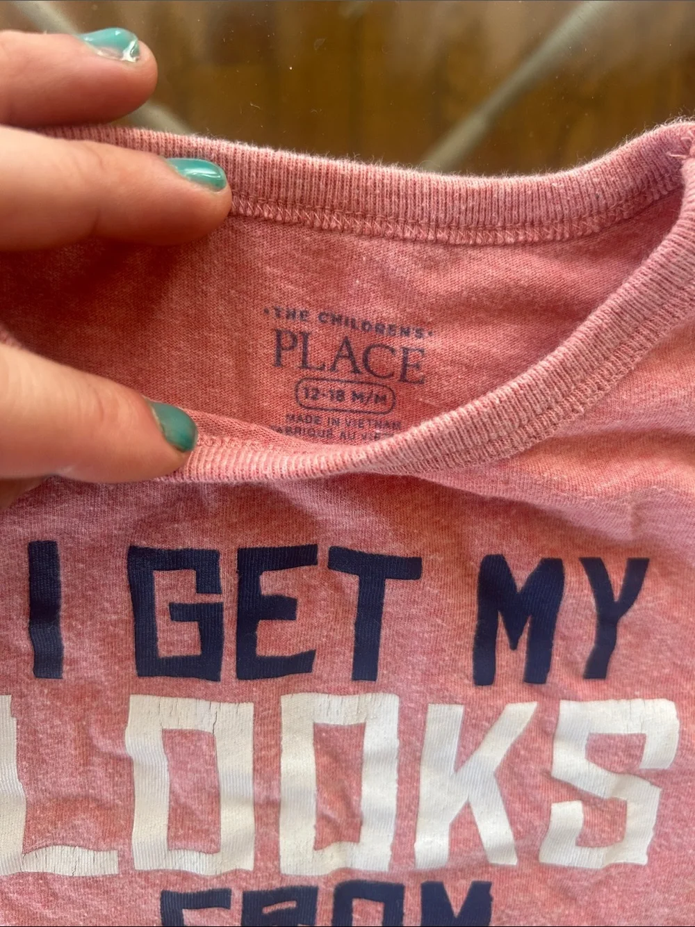 The Children's Place Pink Short Sleeve Tee with Navy & White size 12-18 months